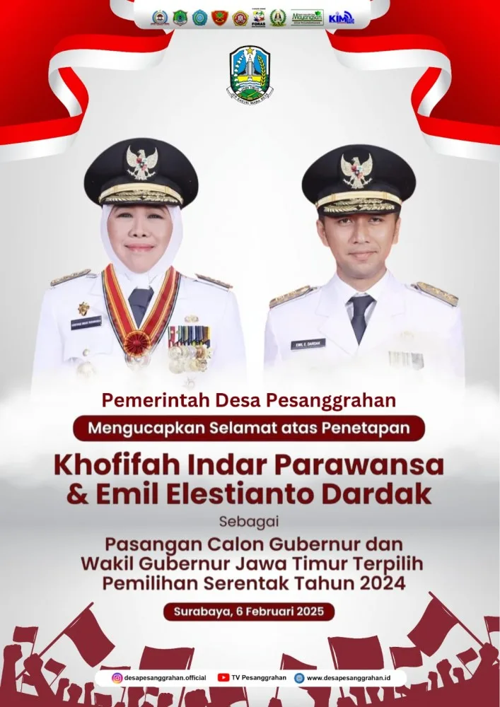 Selamat Atas Pelantikan Gubernur Dan Wakil Gubernur Jawa Timur Tahun 2025