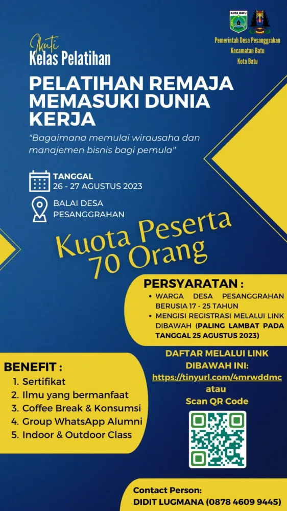 Daftar Dan Ikuti!!! Kelas Pelatihan Remaja Memasuki Dunia Kerja